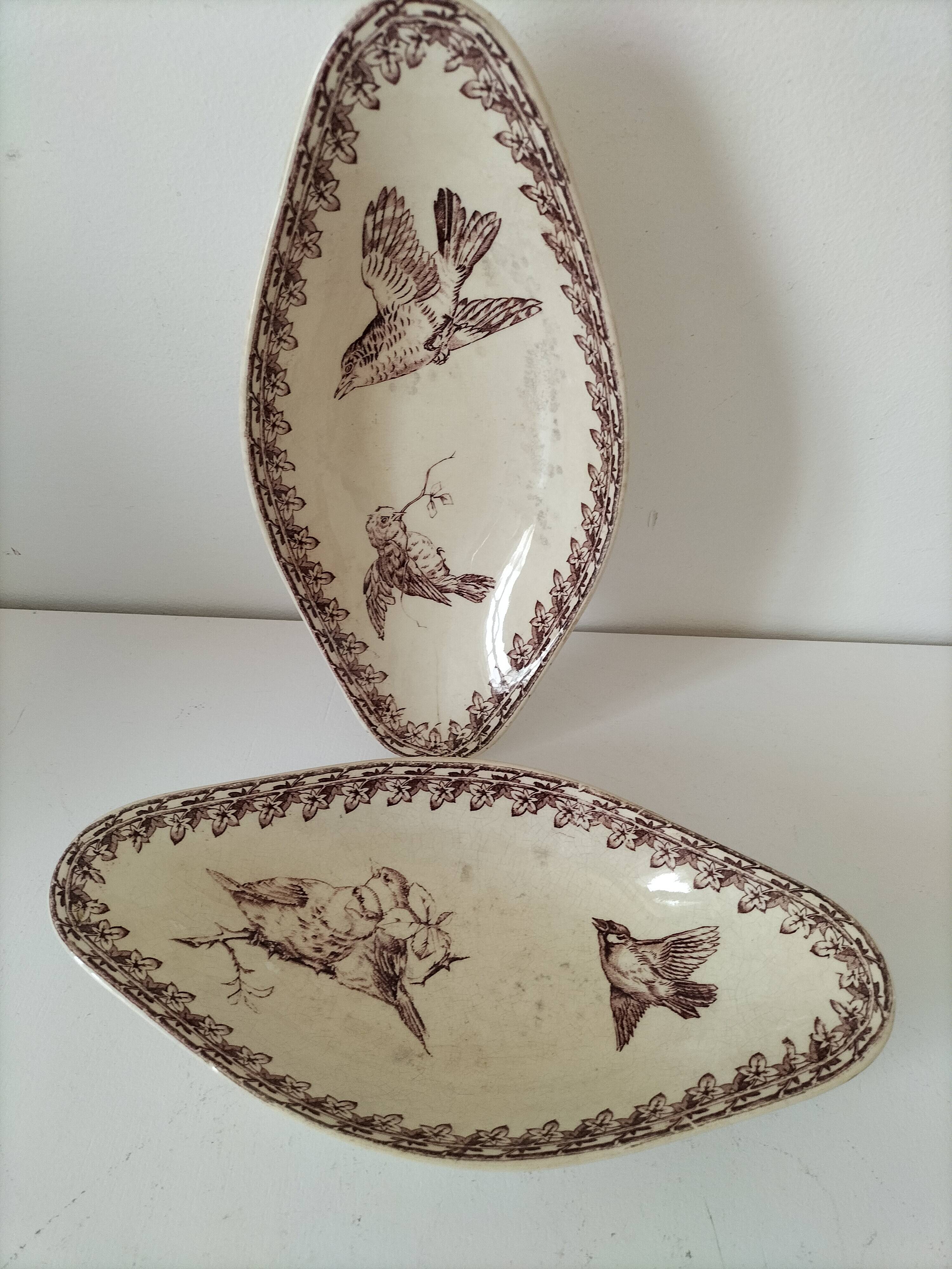 Two vintage U&C Sarreguemines Buffon model dishes