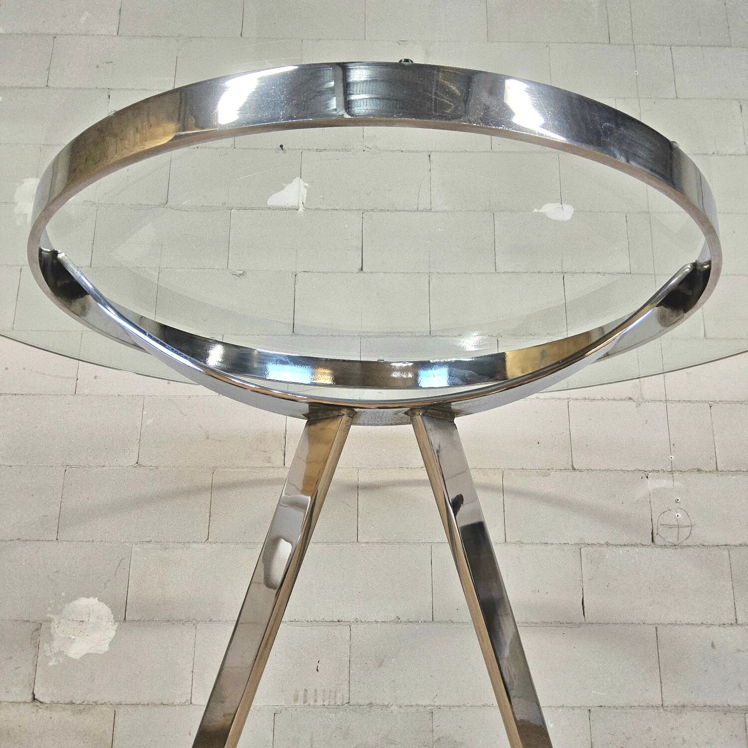 Vintage Chrome French design dining room set Boris Tabacoff 1970s