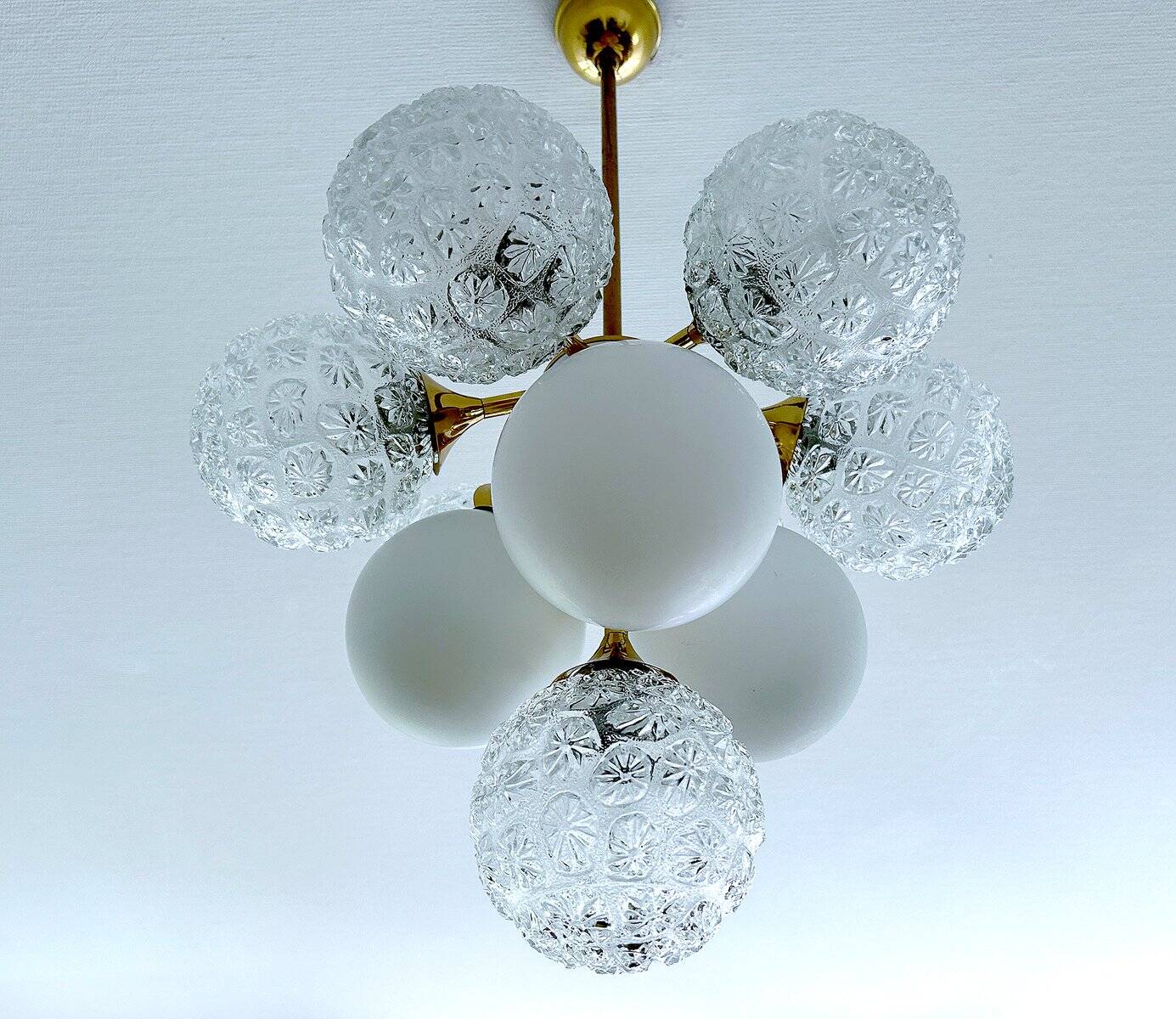 Large  Vintage Glass Pendant Light, 1960s
