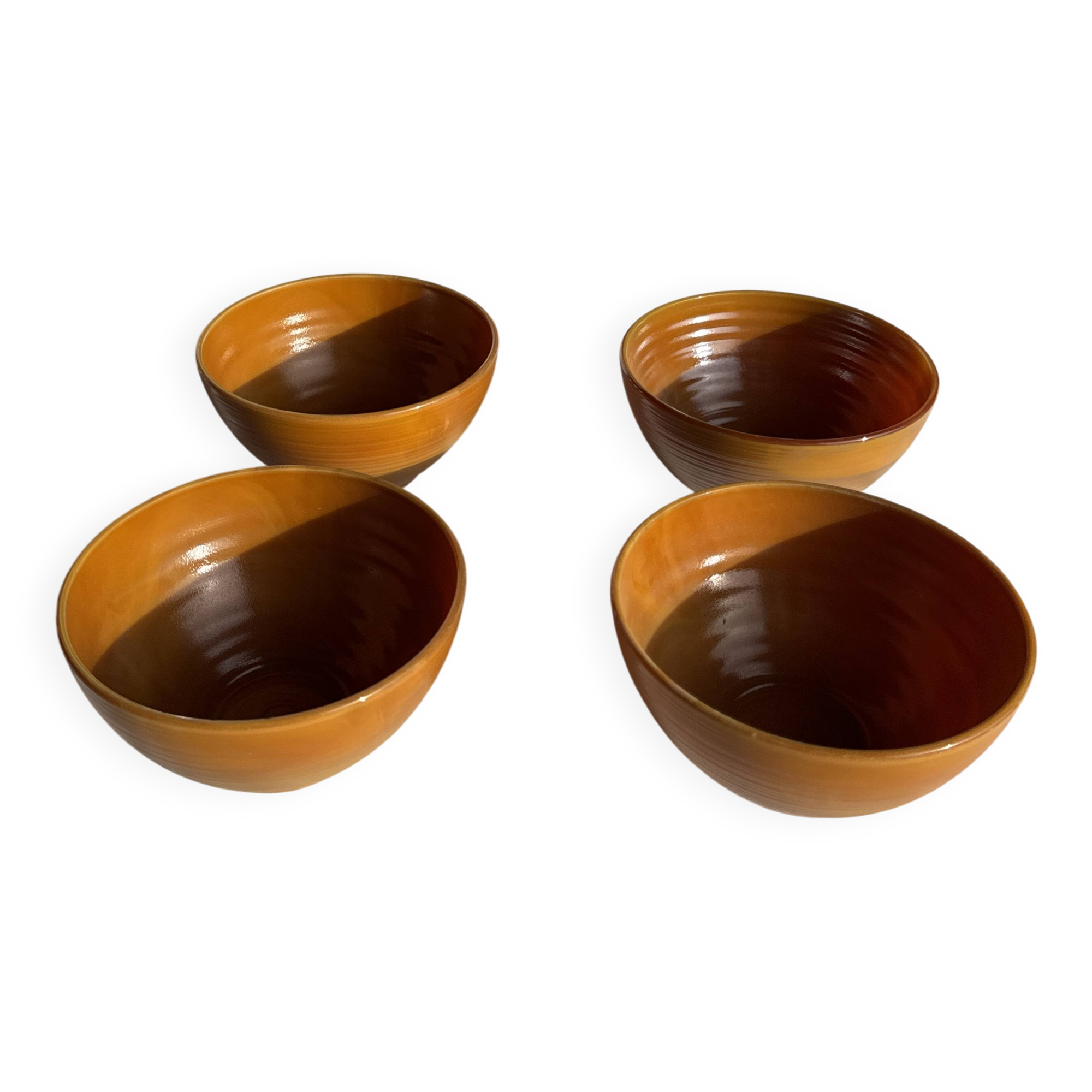 Lot de 4 petits bols marrons en verre H12 D13