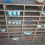 Wooden sorting cabinet with 50 compartments.