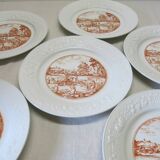 6 vintage white Augusty porcelain dinner plates in very good condition