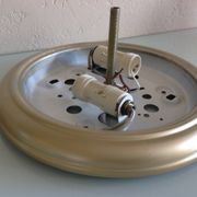 Round ceiling light in gold metal and amber cracked glass 70/80