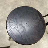 4 brutalist tripod bar stools, solid wood, 1950s