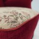 1970s, Danish highback armchair, red furniture velour, ash wood.