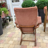Armchair and 2 Baumann chairs in vintage velvet