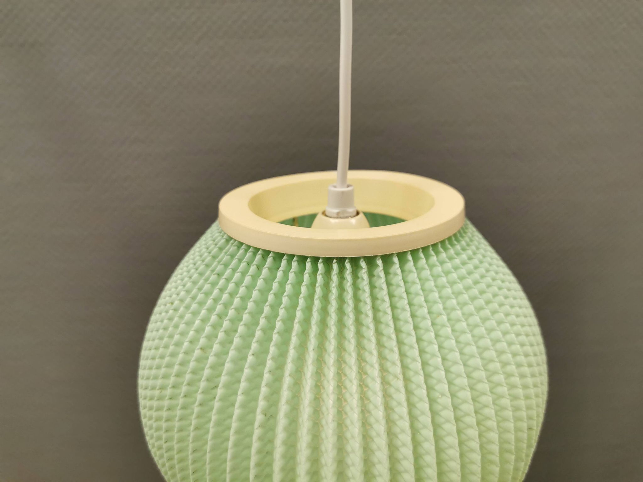 Danish pleated hanging lamp, Pearl Shade, produced by Hoyrup Light and designed by Lars E Schiøler