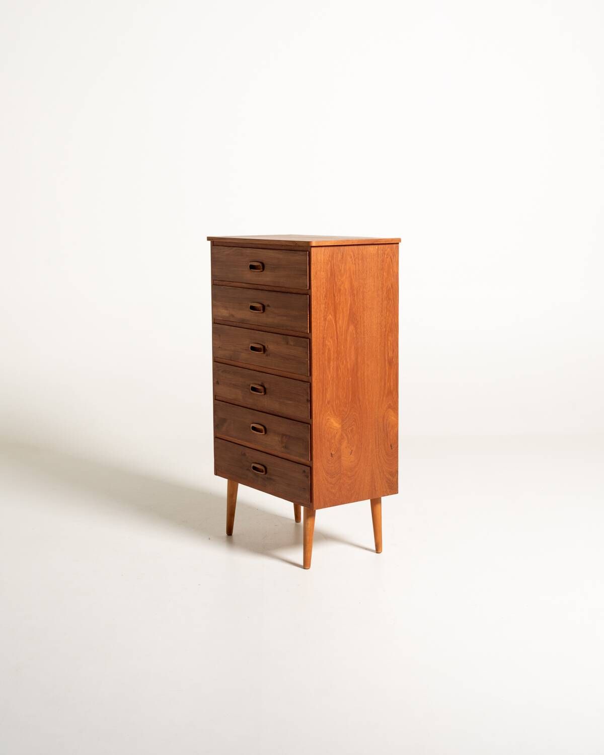 Scandinavian tall chest of six drawers