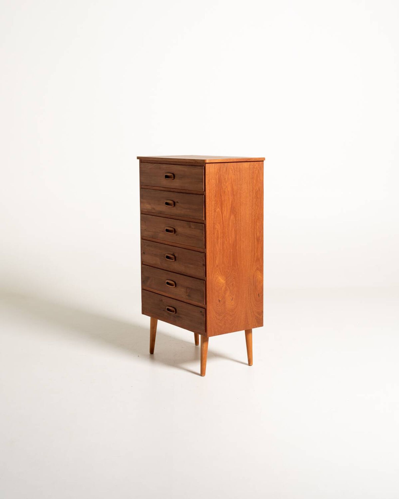 Scandinavian tall chest of six drawers
