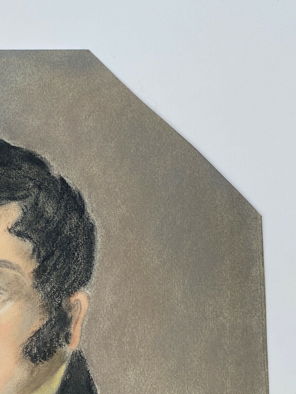 Watercolor on paper portrait man frock coat oval frame dore