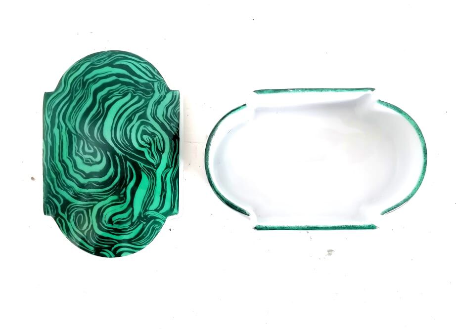 Malachite style porcelain box