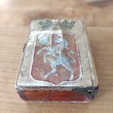 Wooden box decorated badge and unicorn