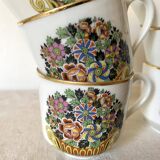 Tasses à café fleuries en porcelaine de Limoges