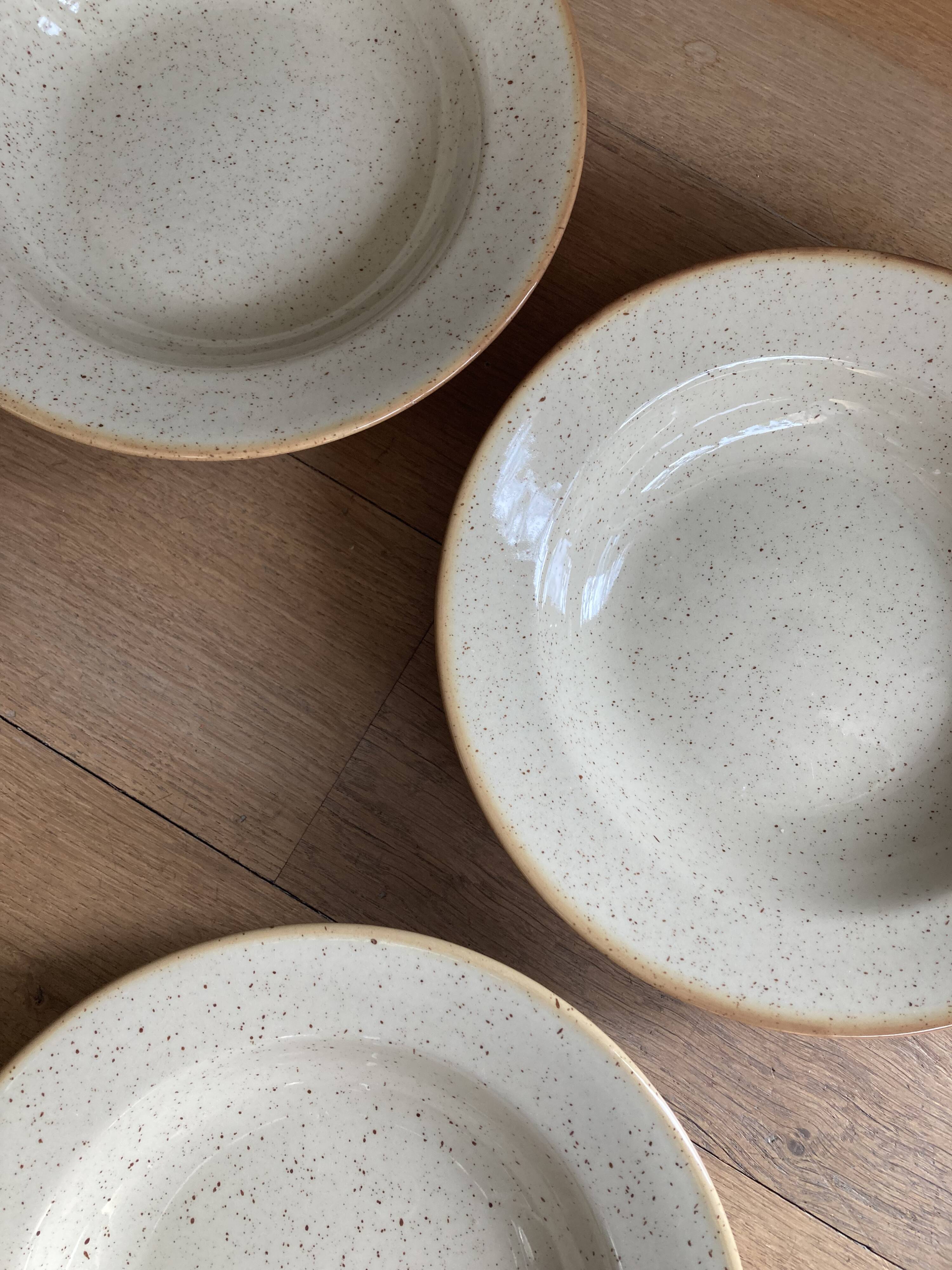 5 speckled hollow plates