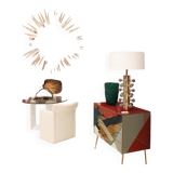 Mid Century Style Sputnik Lamp, Murano Glass and Brass Italian Chandelier