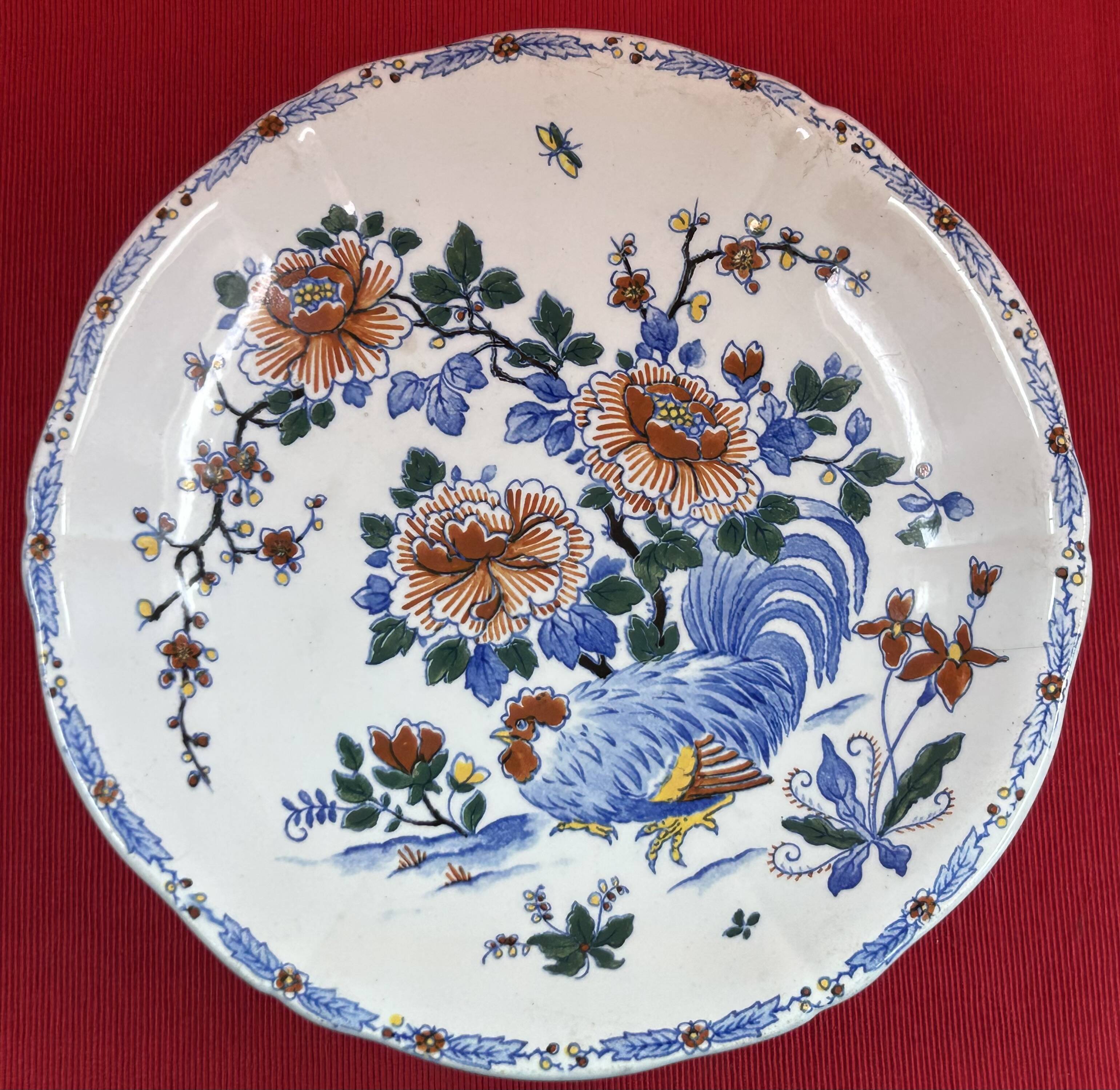 Gien compote dish with peony decoration 24 x 11 cm