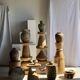Stool, side table, end table in solid suar wood spheres H50 D39