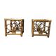Pair of bamboo rattan bedsides