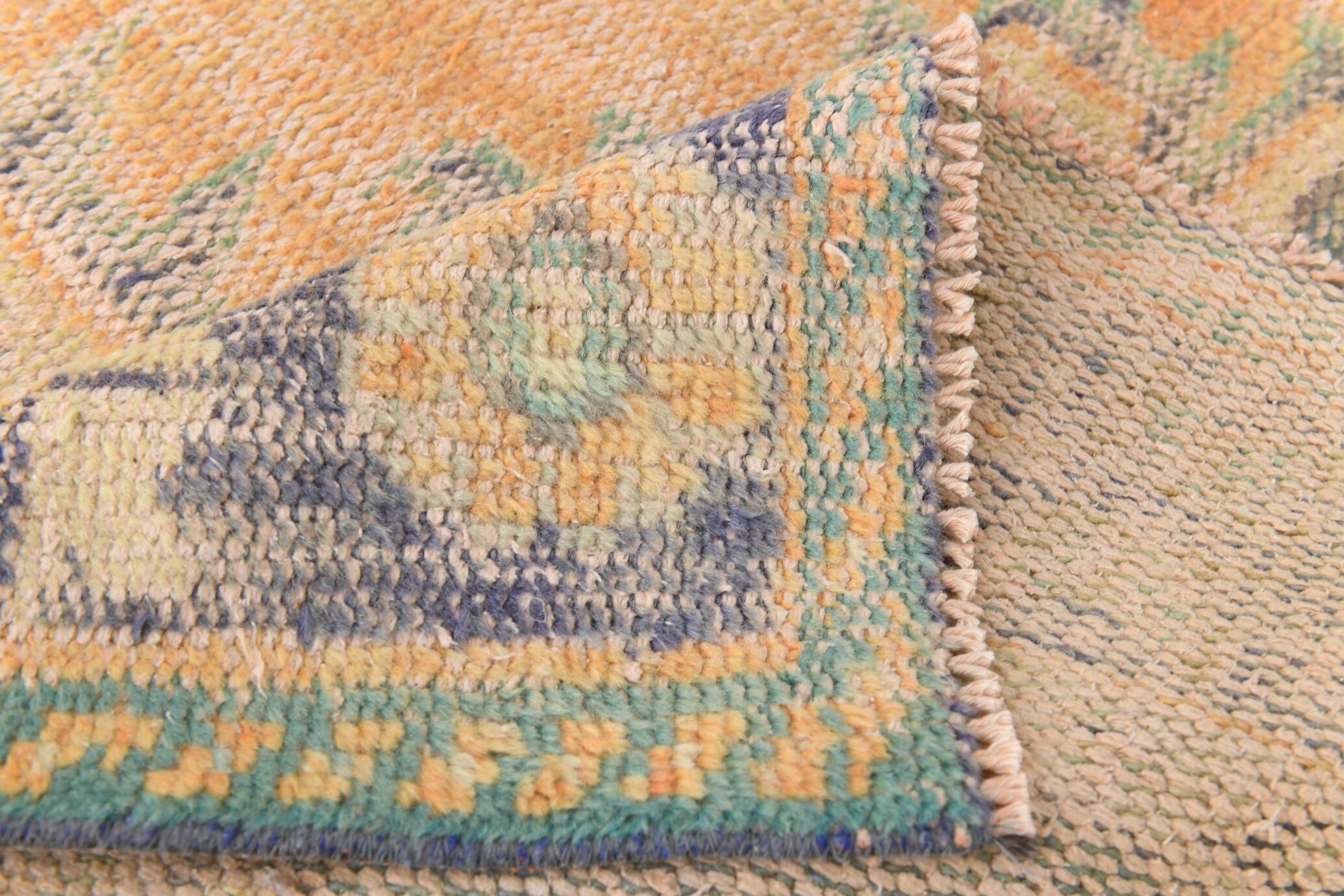 7x10 Vintage Peach Beige Large Area Turkish Vintage Rug, 195x313Cm