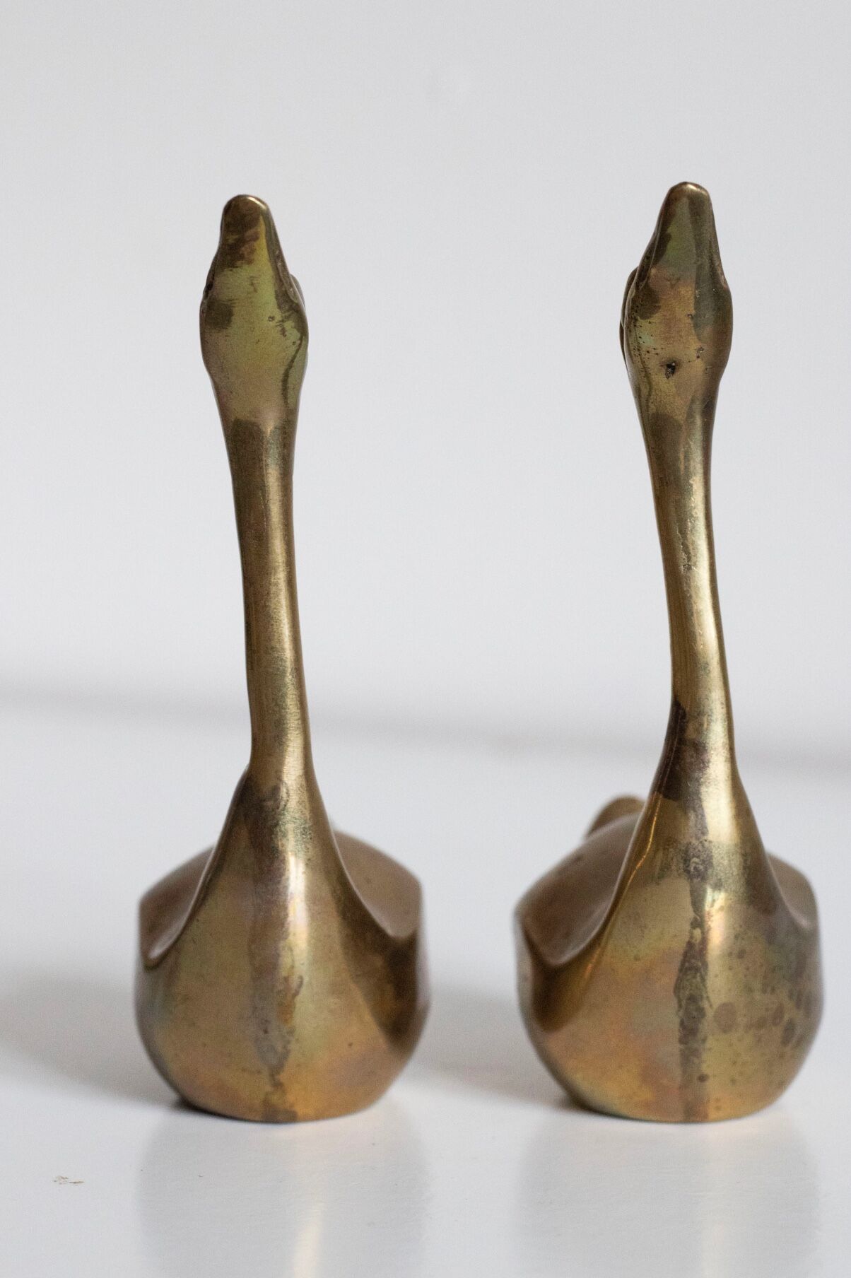 Pair of vintage brass swans