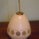 Space age style pendant lamp in opaque glass and granite