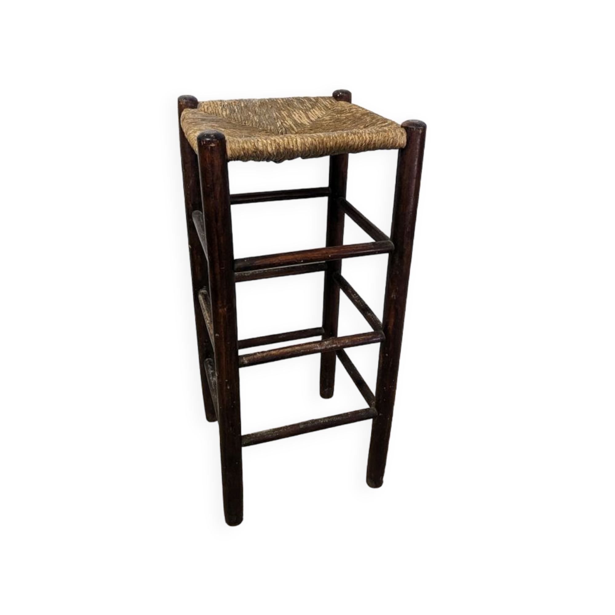 High wooden stool and straw