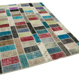Handwoven anatolian contemporary 178 cm x 246 cm multicolor patchwork carpet