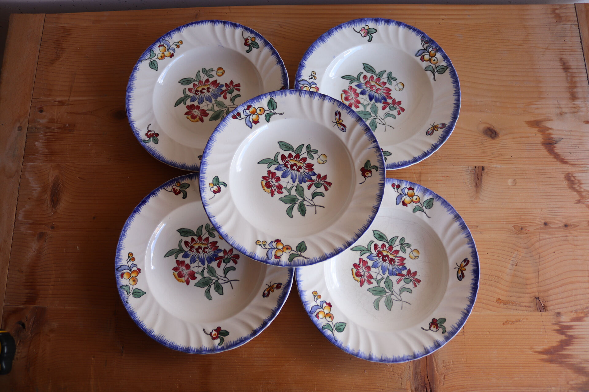 Set of 5 Longwy plates model Spring