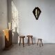 3 free-form oak tripod stools