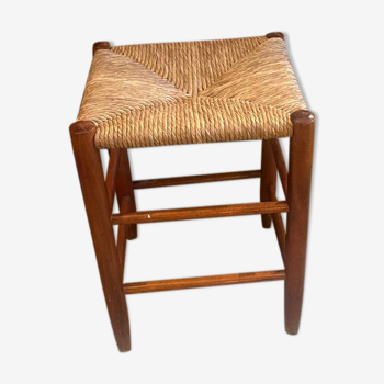 1950s wood and straw stool