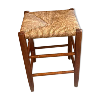 1950s wood and straw stool