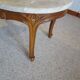 Oval coffee table - carved wood - white veined marble - Regency / Louis XV style
