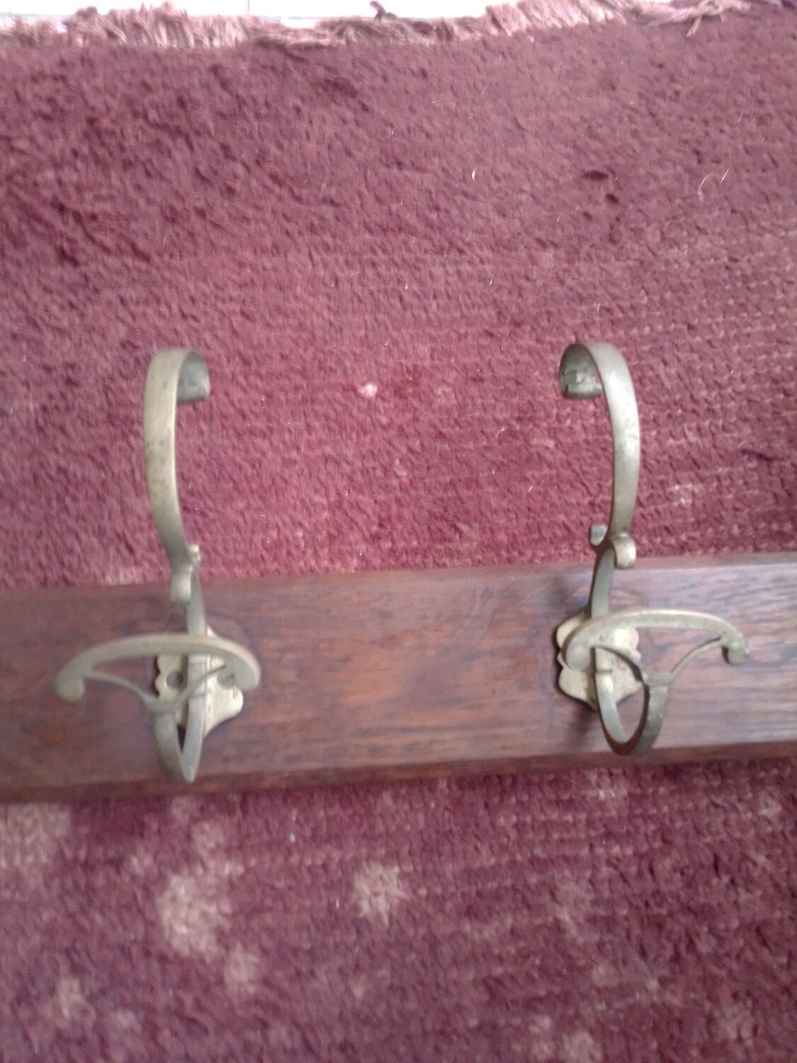 Wall coat rack wood and brass