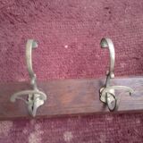 Wall coat rack wood and brass