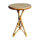 Sellette porte-plante tripode en rotin années 50