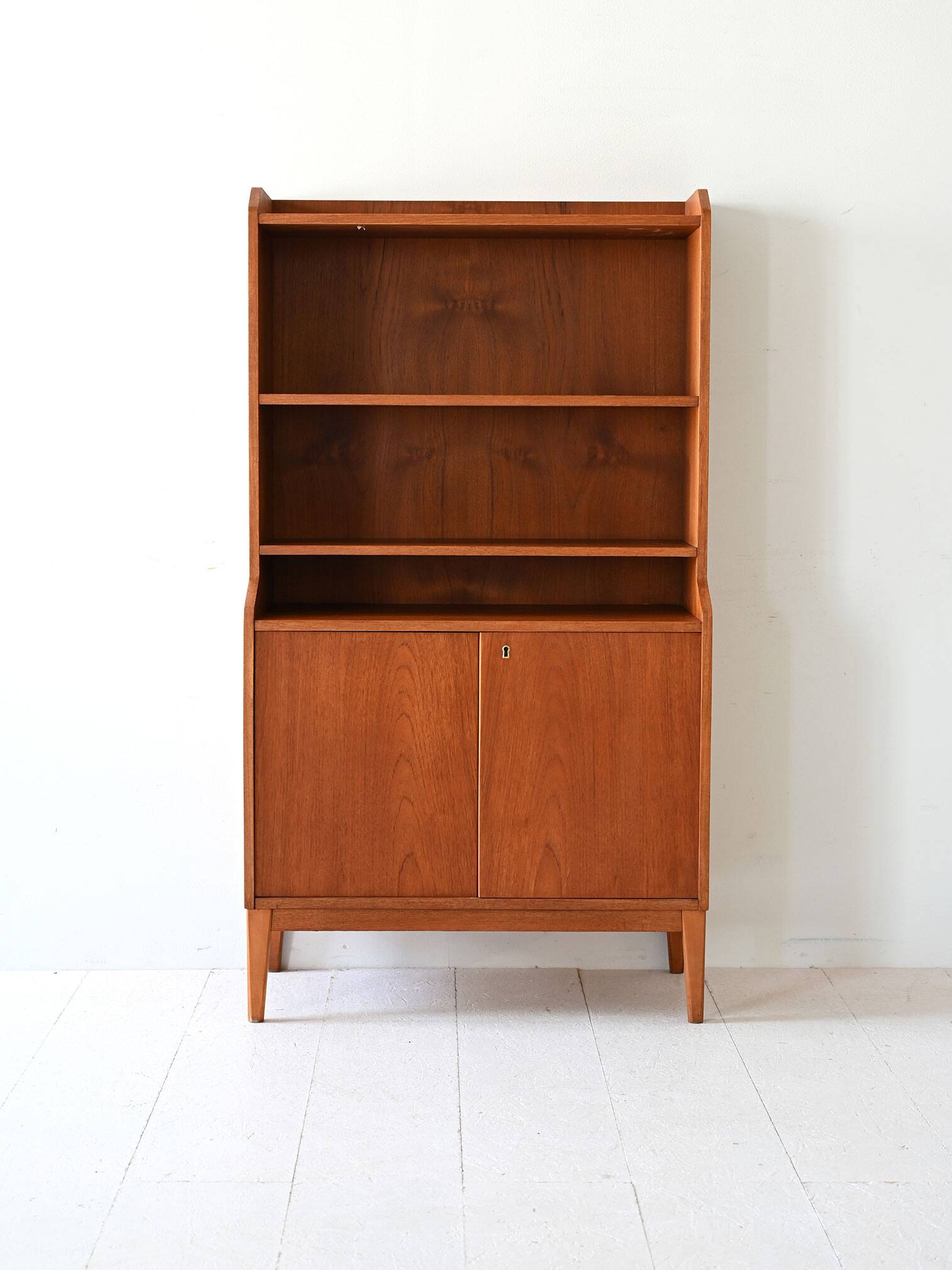 Scandinavian teak bookcase with hinged doors