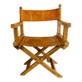 Fauteuil pliant bois et cuir