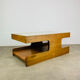 Brutalist coffee table made of solid wood from the 1970s.