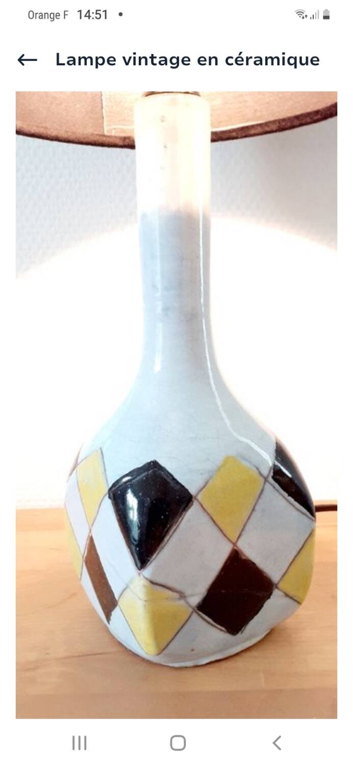 Lampe en céramique années 50