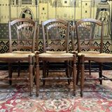 Suite de 6 chaises paillées provençales