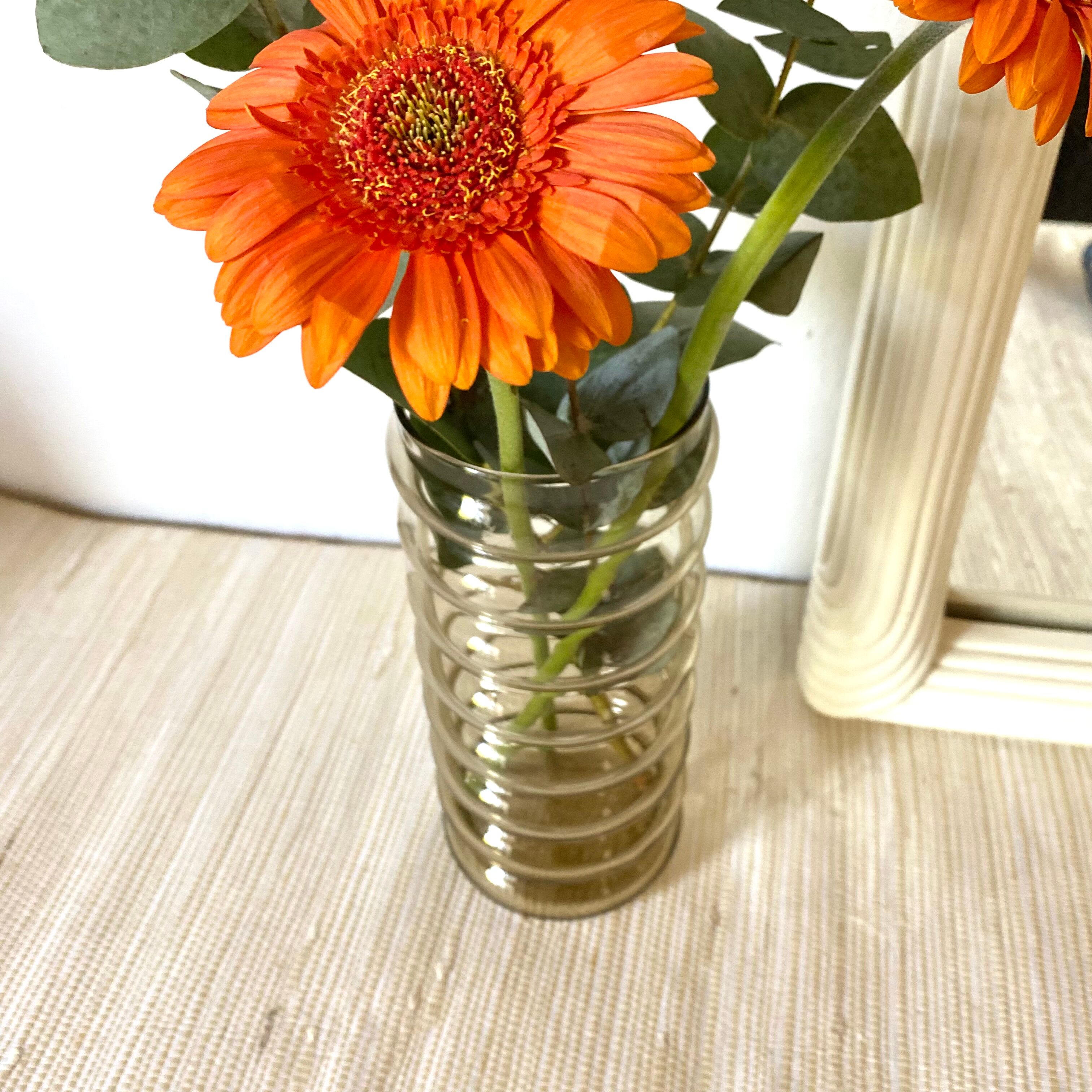 Vintage vase high in smoked glass