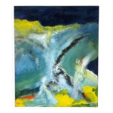 Abstrait, huile sur toile signée à Trigance 2002