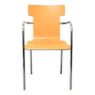 Chrome tube chair peach yellow seat