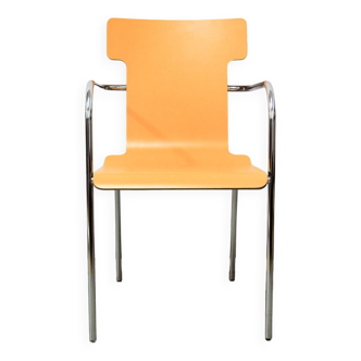 Chaise tube chromé siège jaune