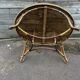 Table ovale en bois et rotin , début XX Siècle