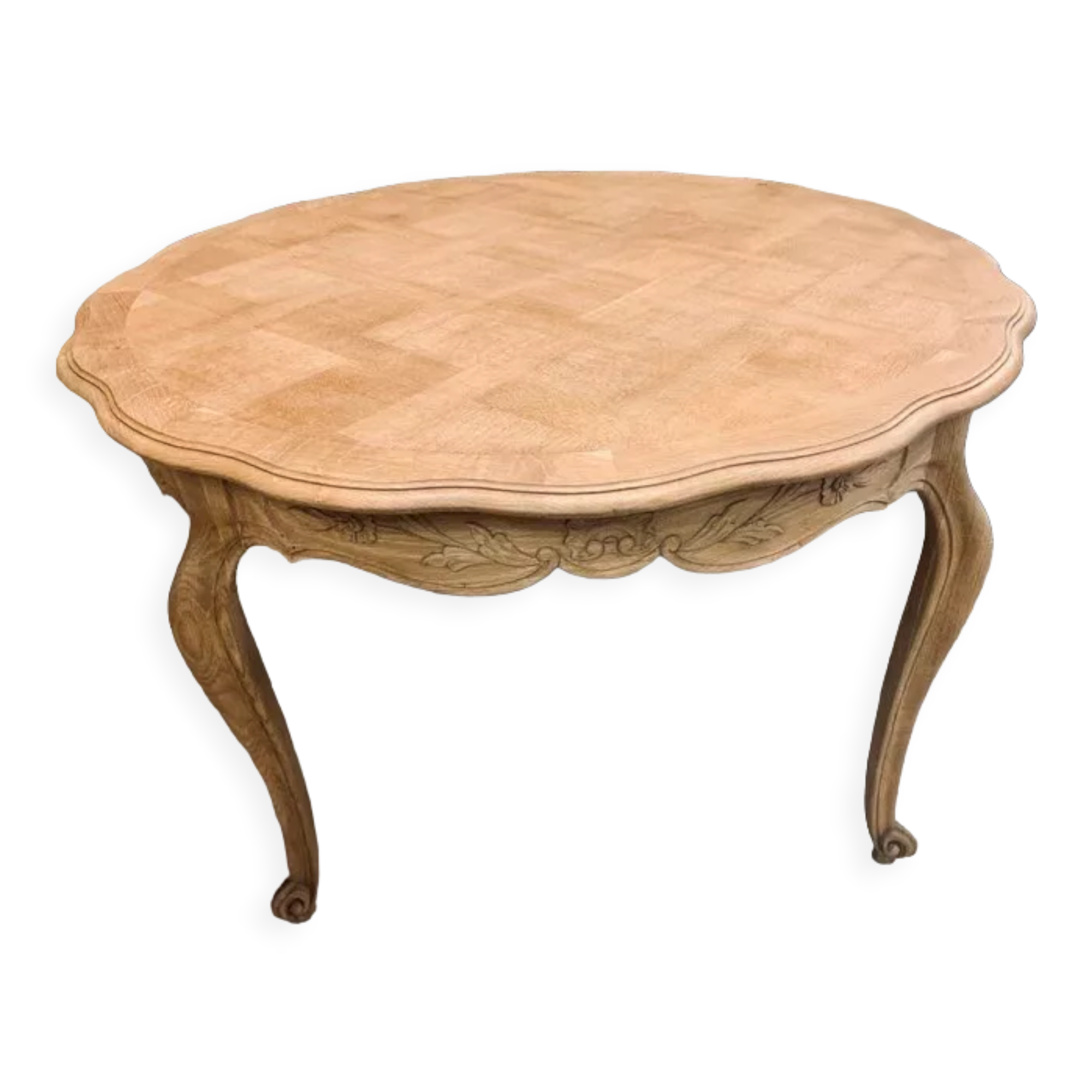 Round solid oak dining table