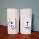 Pair of Space Age wall lights, white lacquered metal and smoked plexiglass