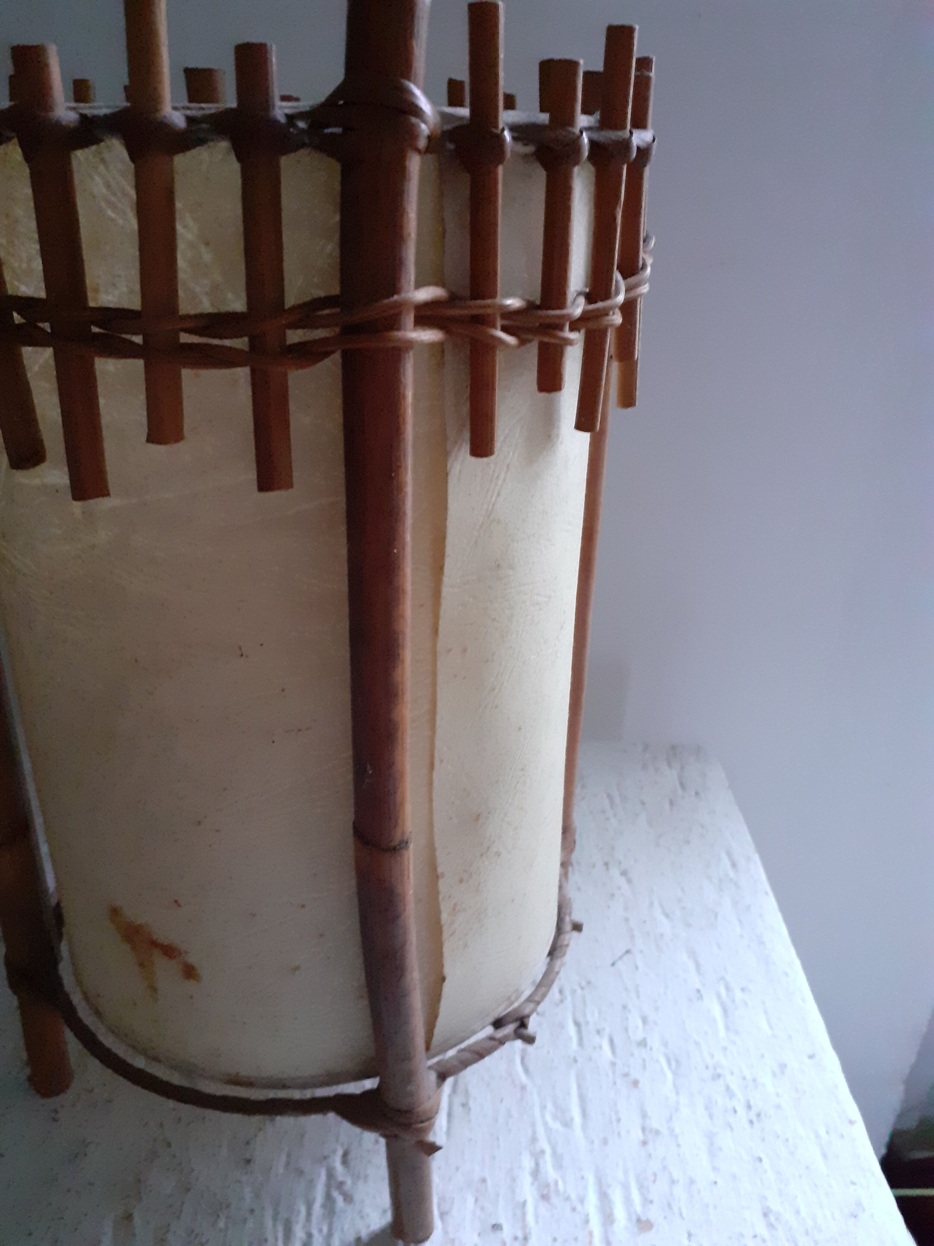 Rattan lamp Louis Sognot design 50's 60's