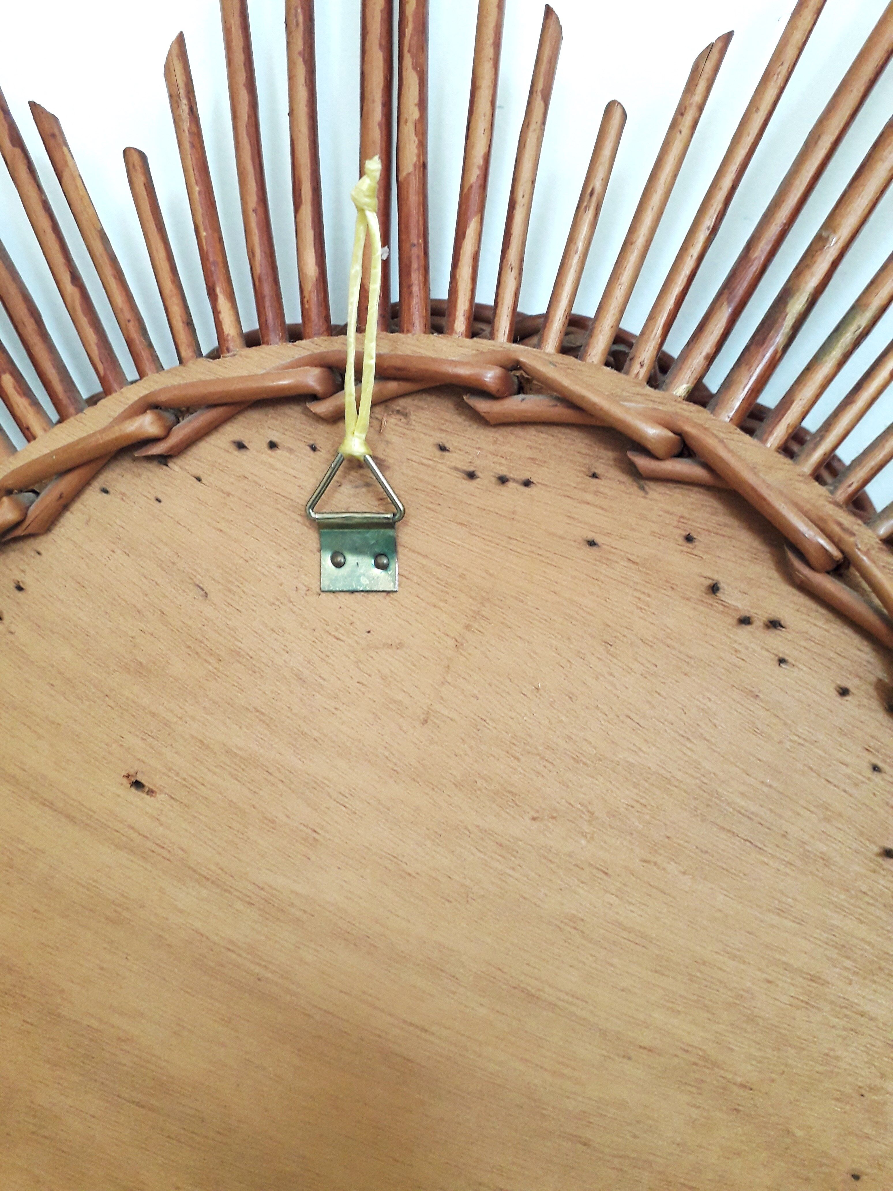 Vintage sun mirror - rattan / wicker - 1970
