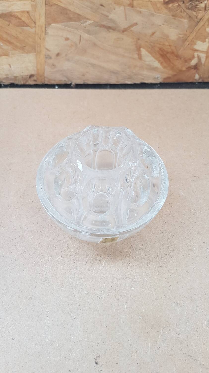 Paire ancien vase pique fleurs verre moulé made in france vintage